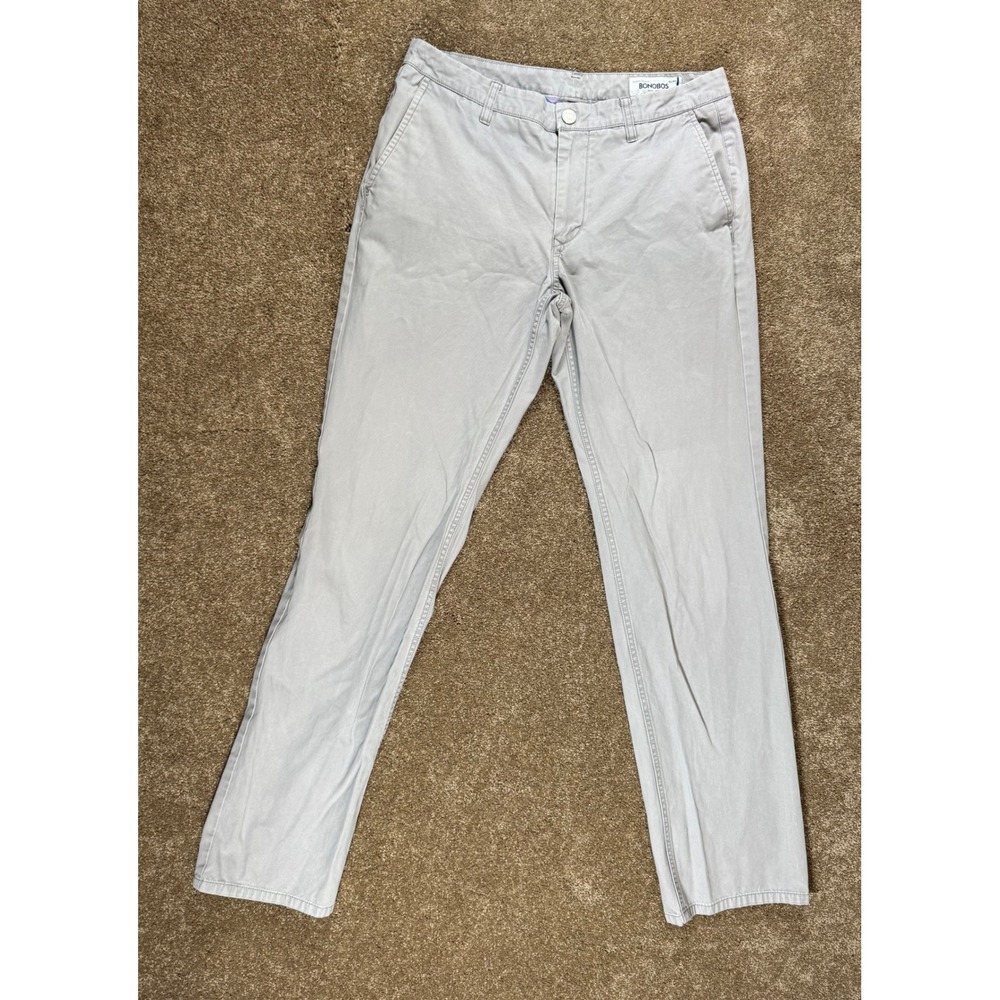 BONOBOS Straight Fit Mens Casual Chino Pants Light Gray Size 32x34